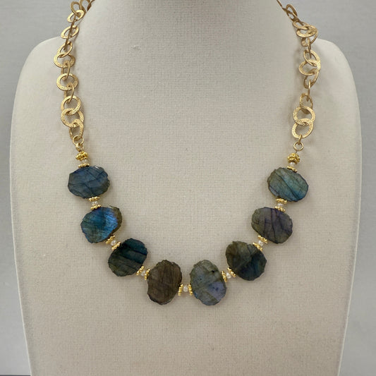 GDS Necklace - Statement Labradorite Slice Necklace