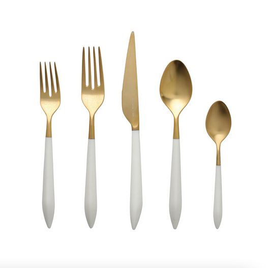 VTR Ares - Oro & White - Five-Piece Flatware Setting