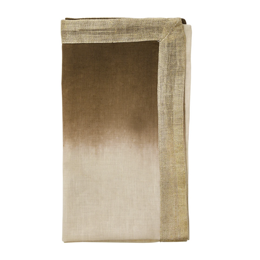 KSB Dip Dye Linen Napkin - Natural, Brown, & Gold 21"