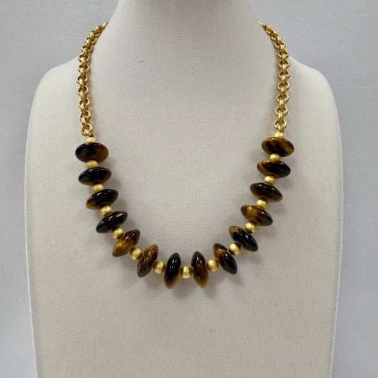GDS Necklace - Tiger's Eye Rhondelles on Rolo Chain
