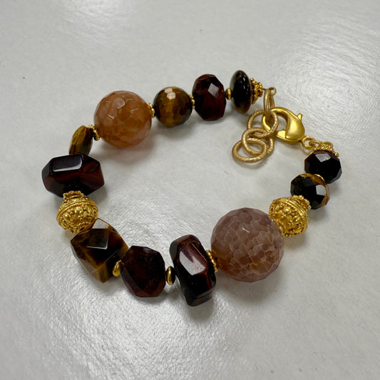 GDS Bracelet - Tiger's Eye & Faceted Agate Beads
