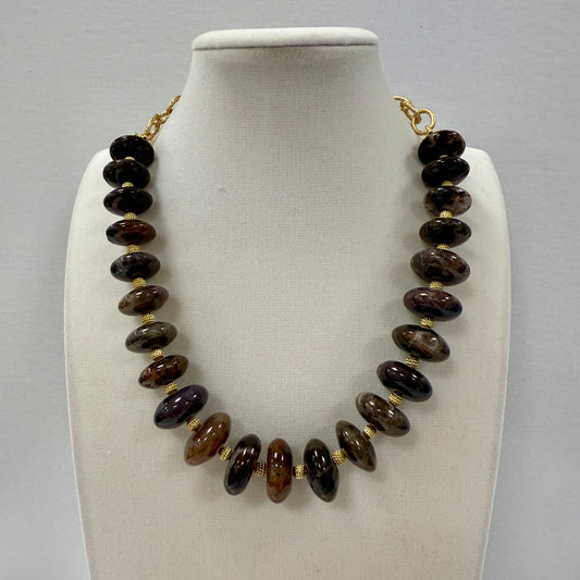 GDS Necklace - Brown Agate Rhondelle Statement Necklace