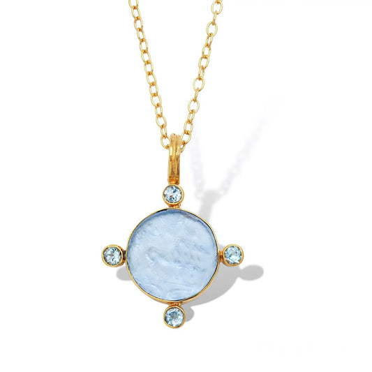 DMD N Nike Intaglio Necklace - Cool Blue & Blue Topaz