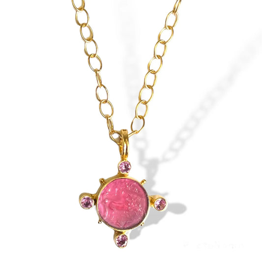 DMD N Nike Intaglio Necklace - Pink & Pink Sapphire