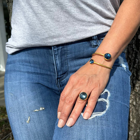 BCJ B - Tulia Open Cuff with Round Stones (JP42) -