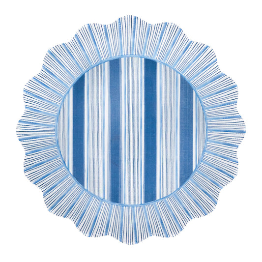 Cabana Stripe - Melamine Dinner Plate - Ocean
