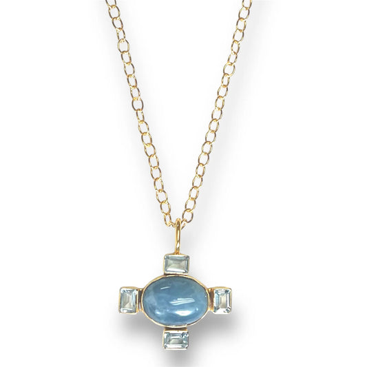 DMD N Aquamarine & Blue Topaz Petite Necklace