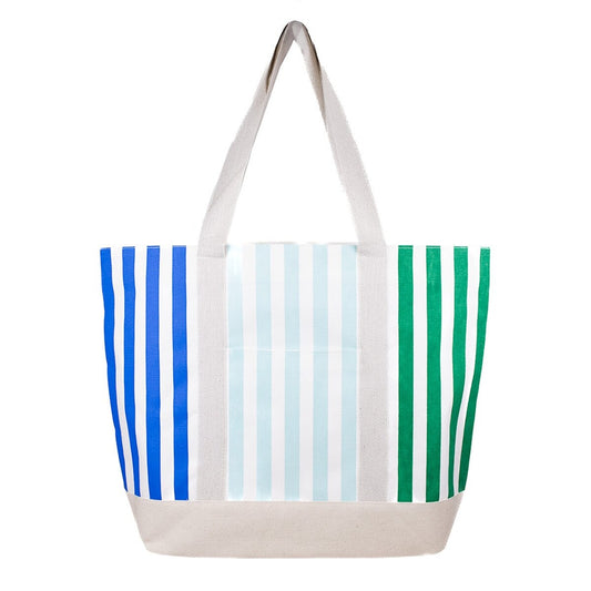 TRS Megan Tote - White, Blue, & Emerald