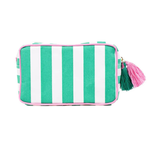 TRS Megan Cosmetic Bag - White & Capri Stripe