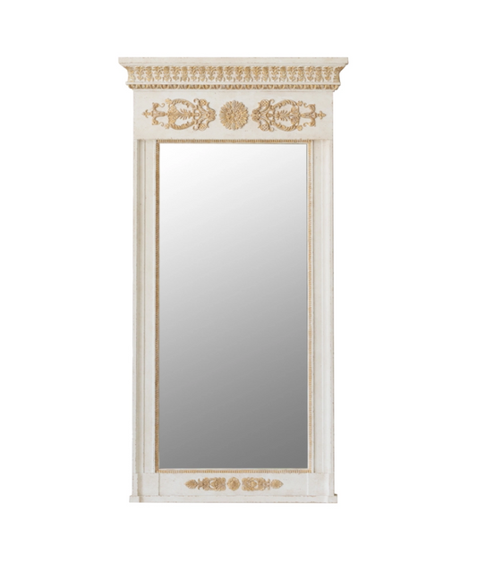 Yasmin Trumeau Mirror in White & Gold 28x62