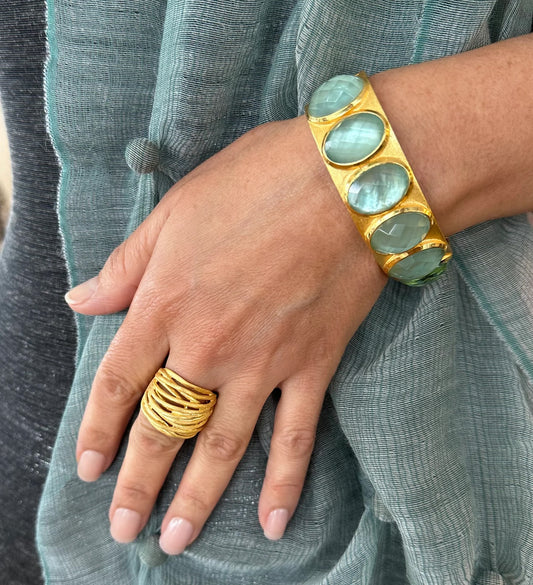 BCJ B - Izabela Hinged Cuff with Oval Stones (JP52MD)