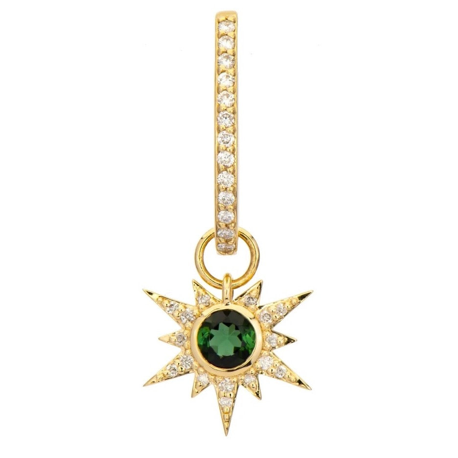 Tiny Love Explosion Green Tourmaline Charm, .06tcw, 14KTY
