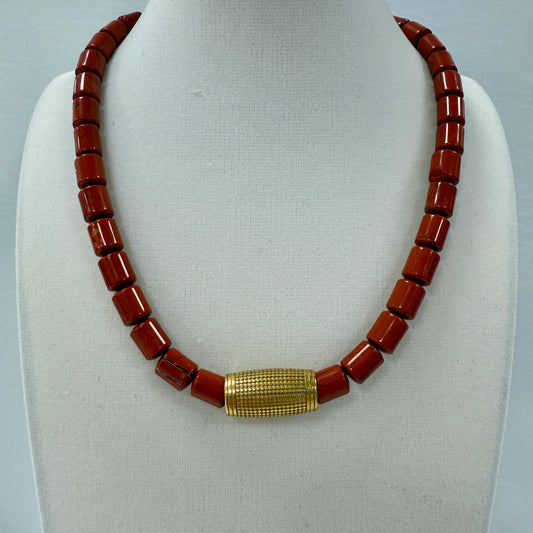 GDS Necklace - Coral Beads with Adjustable Gold Bead