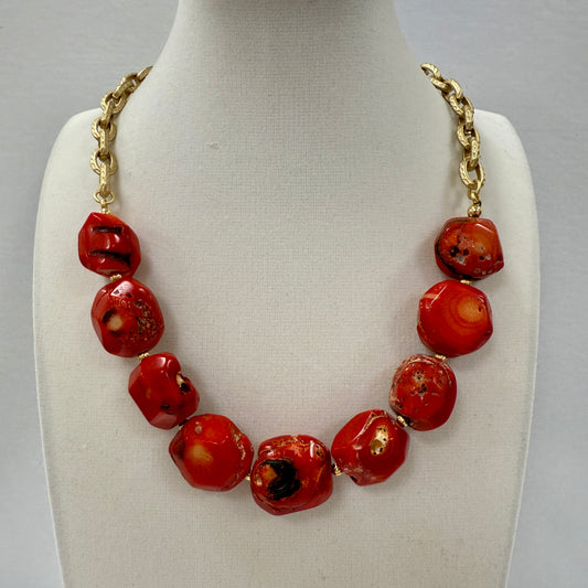 GDS Necklace - Red Coral Statement Necklace