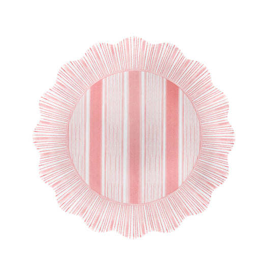 Cabana Stripe - Melamine Dessert/Salad Plate - Coral