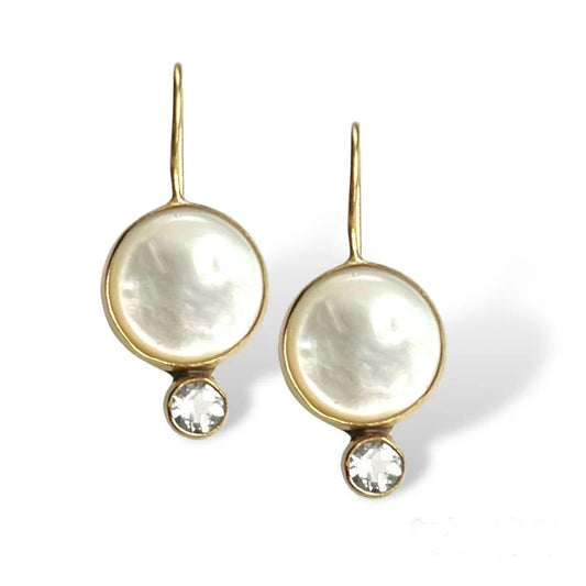 DMD E Middie Earring - Mother of Pearl & White Topaz