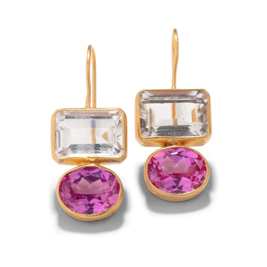 DMD E Middie Earring - Pink Sapphire & Clear Quartz