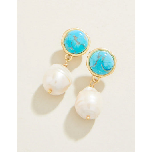 SPT E Bauble Pearl and Turquoise Drop Earrings