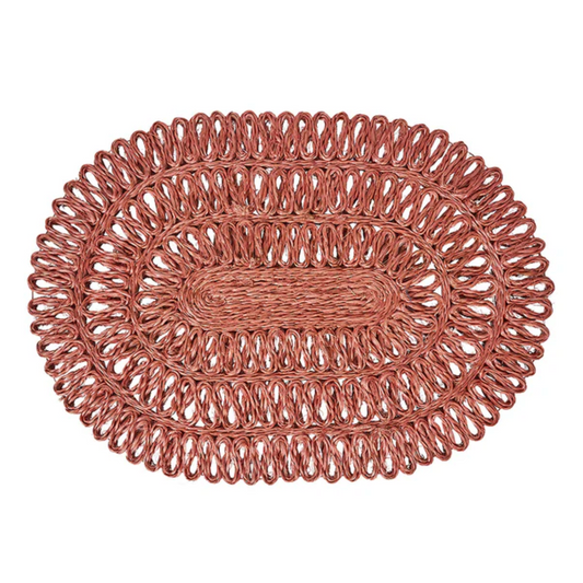 Straw Loop Oval Placemat - Coral