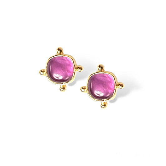 DMD E Mini Stud Earrings - Tourmaline Berry