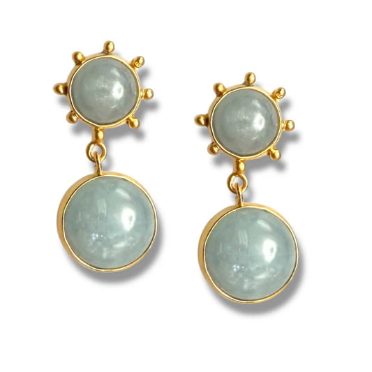 DMD E Aquamarine Pinwheel Drop Earrings