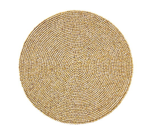 KSB Beaded Wood Round Placemat - Natural