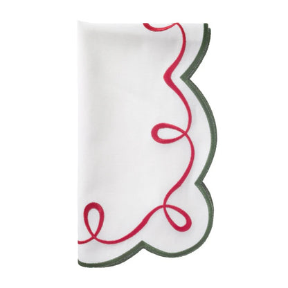 Ribbon Twirl Napkin 21" - Red & Green
