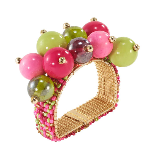 Jubilant Napkin Ring - Pink & Green
