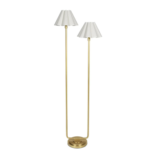 RGA Polly Floor Lamp - Natural Brass with White Scalloped Shade - 57"