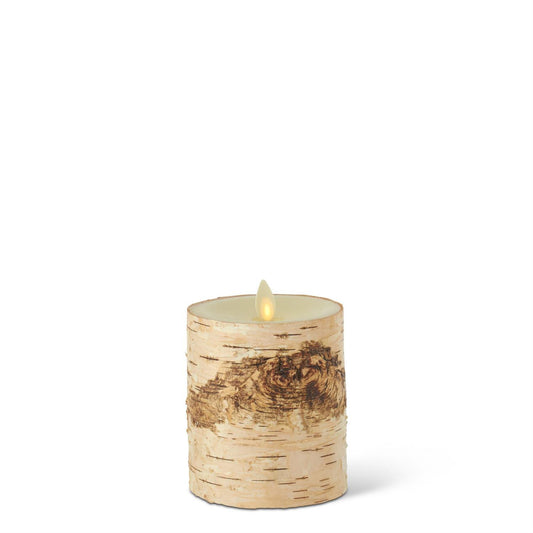 KKI Birch Bark Wax Indoor Pillar Luminara Candles - 4.5"