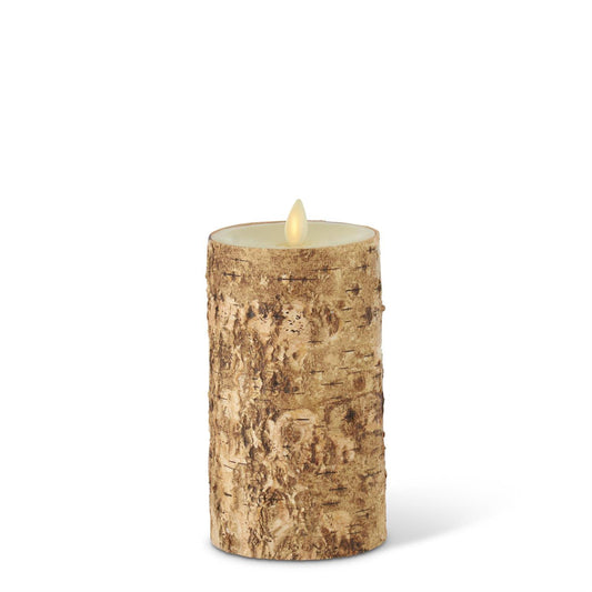 KKI Birch Bark Wax Indoor Pillar Luminara Candles - 5.5"