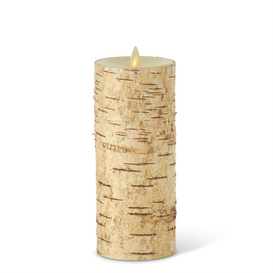 KKI Birch Bark Wax Indoor Pillar Luminara Candles - 6.5"
