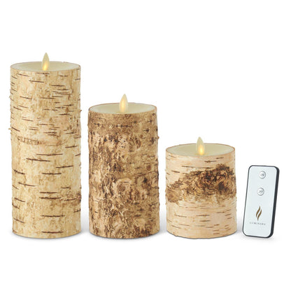 KKI Birch Bark Wax Indoor Pillar Luminara Candles - 4.5"