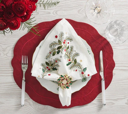KSB Xmas Carol Napkin - White, Red & Green