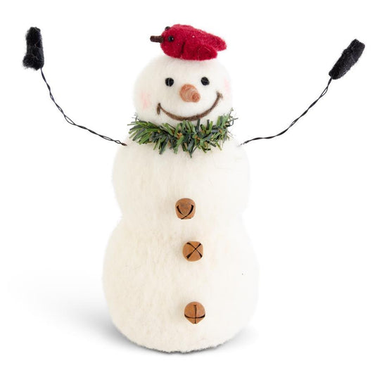 KKI Wool Snowman W/ Cardinal - 7.5"