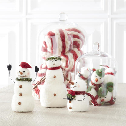 KKI Wool Snowman W/Twig Arms & Wreath Crown - 8.5"