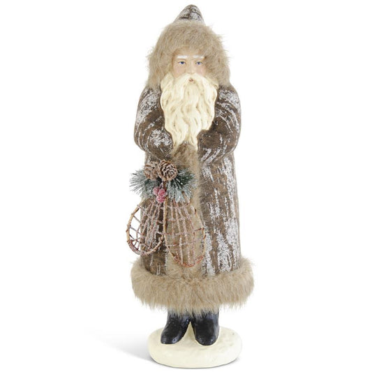 KKI Brown Fur Trim Santa W/Snowshoes - 17"
