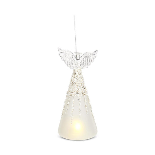 KKI Frosted & Beaded Glass LED Angel - 6.5"