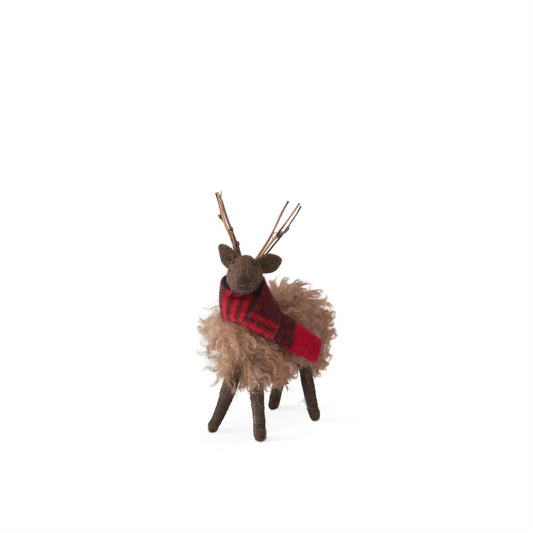 KKI Brown Wool Deer W/ Stick Antlers - 6"