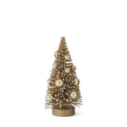 KKI Champagne Bottle Brush Tree W/Gold Ornaments - 4.5"