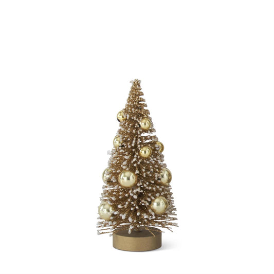 KKI Champagne Bottle Brush Tree W/Gold Ornaments - 4.5"