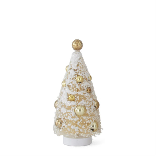 KKI White Bottle Brush Tree W/Gold Ornaments - 4.5"