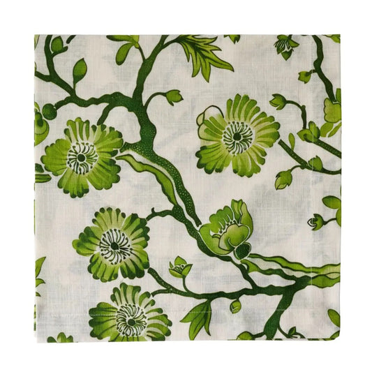 Oriental Blossom Printed Napkin - Green