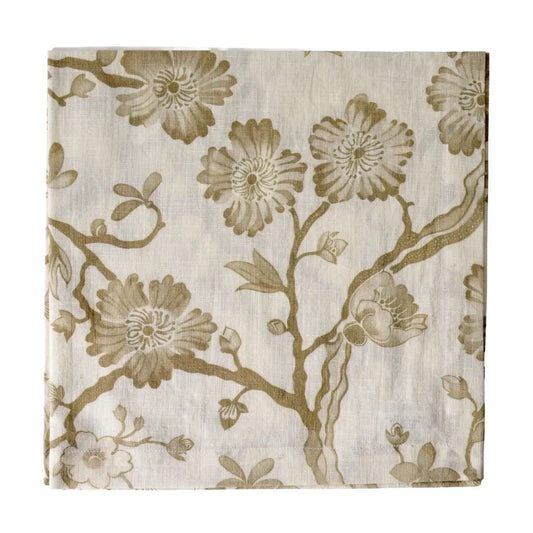 Oriental Blossom Printed Napkin - Taupe
