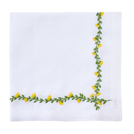White Cottage Garden Napkin - Yellow
