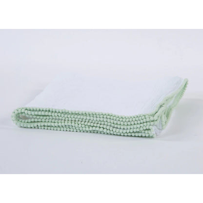 Cotton Muslin Swaddle Blanket - White with Seafoam Green Trim