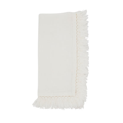 SRO Ivory Stonewashed Fringe Napkin