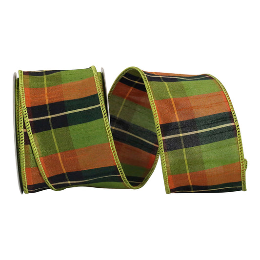 Grand Tonal Plaid Dupioni Wired Edge 2.5"x10yds