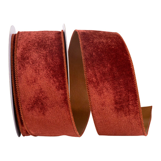 Velvet Plush Designer Wired Edge, Rust 2.5"x10yds