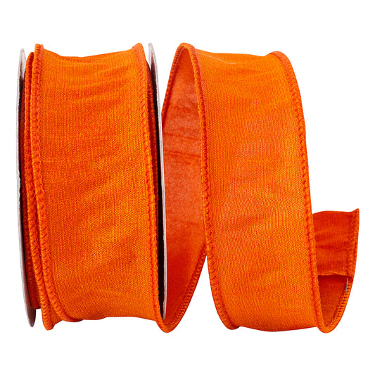 Dupioni Flame Wired Edge - Tangerine 1.5"X 10yds